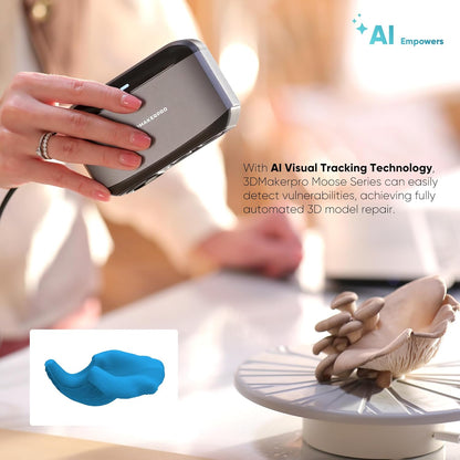 3D Scanner for 3D Printing, Handheld 3D Model Scanner with 0.03Mm High Detailed Precision, 24-Bit Color Camera, Anti-Shake Lenses, Compatible with Windows/Macos, Moose (Standard)