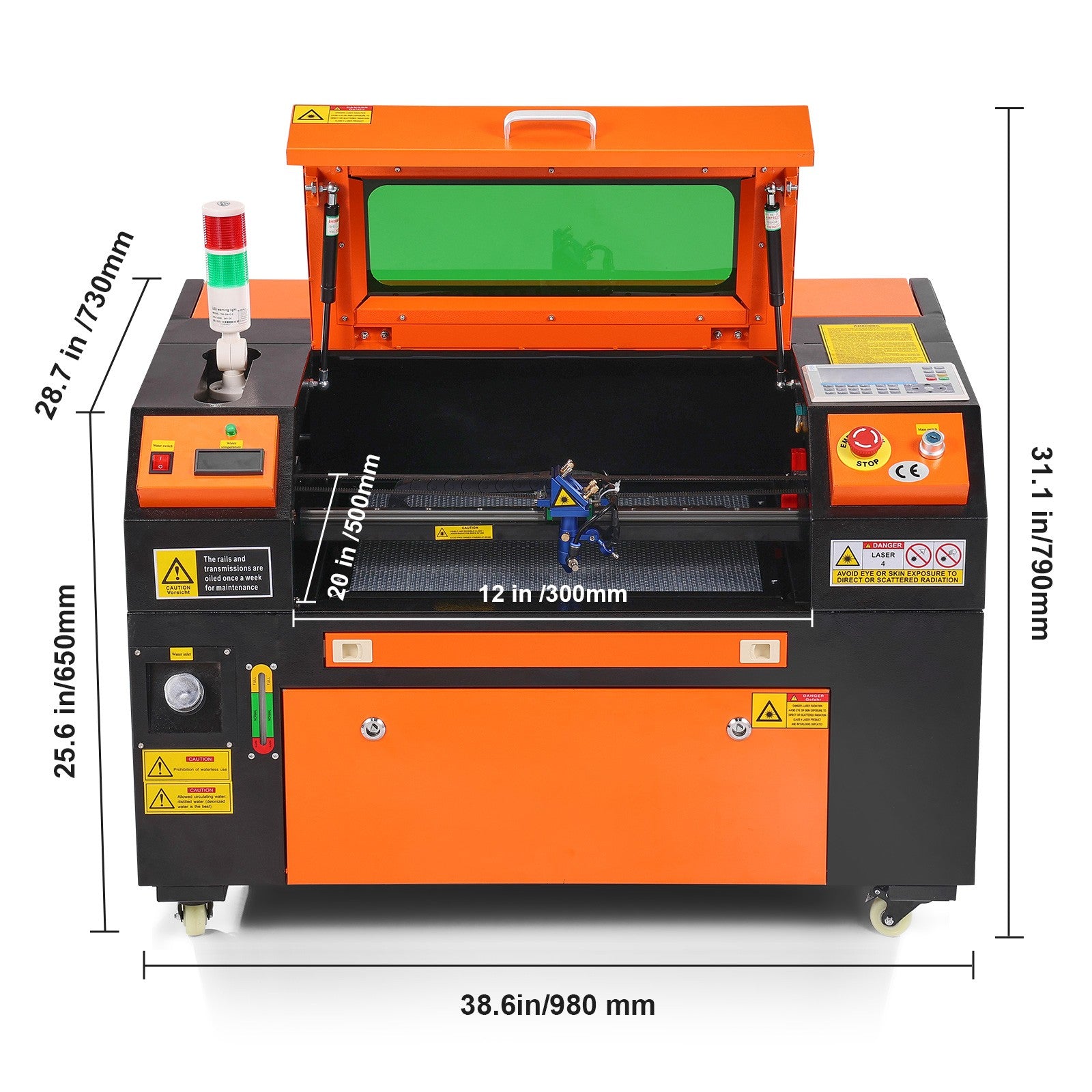 Uimoso 50W CO2 Laser Engraver and Cutter, 12 X 20 In, 19.7 IPS Speed Machine