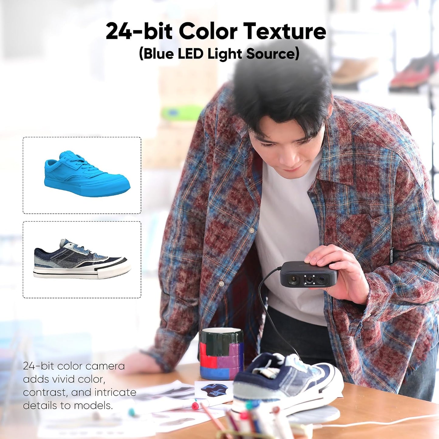 3D Scanner for 3D Printing, Handheld 3D Model Scanner with 0.03Mm High Detailed Precision, 24-Bit Color Camera, Anti-Shake Lenses, Compatible with Windows/Macos, Moose (Standard)