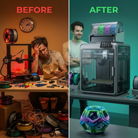 Official Creality K2 Pro Combo 3D Printer, Multicolor 3D Printers with CFS, 600Mm/S Printing Speed 300℃ Direct Drive Extruder Chamber Heating Dual AI Cameras, Printing Size 11.81X11.81X11.81 Inch — Before & After