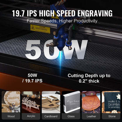Uimoso 50W CO2 Laser Engraver and Cutter, 12 X 20 In, 19.7 IPS Speed Machine